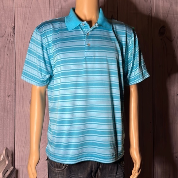 Men’s PGA Tour Golf Polo.‎ Size Large. Blue with stripes. - Picture 1 of 4